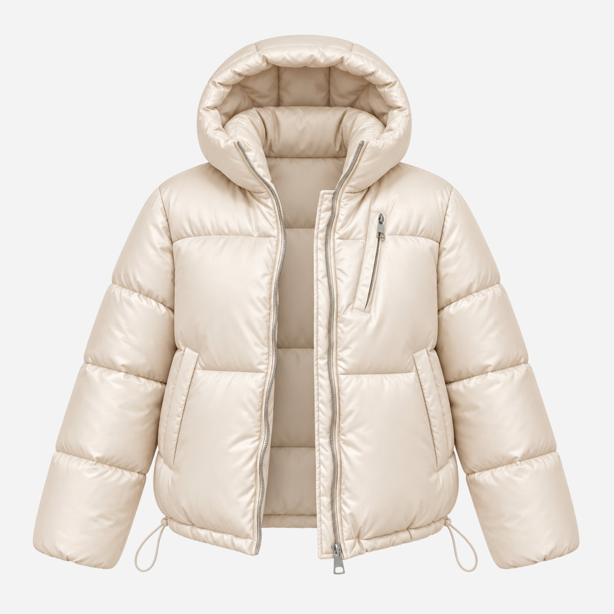 Women’s Drawcord-Hem Hooded Puffer Jacket-Fowsa