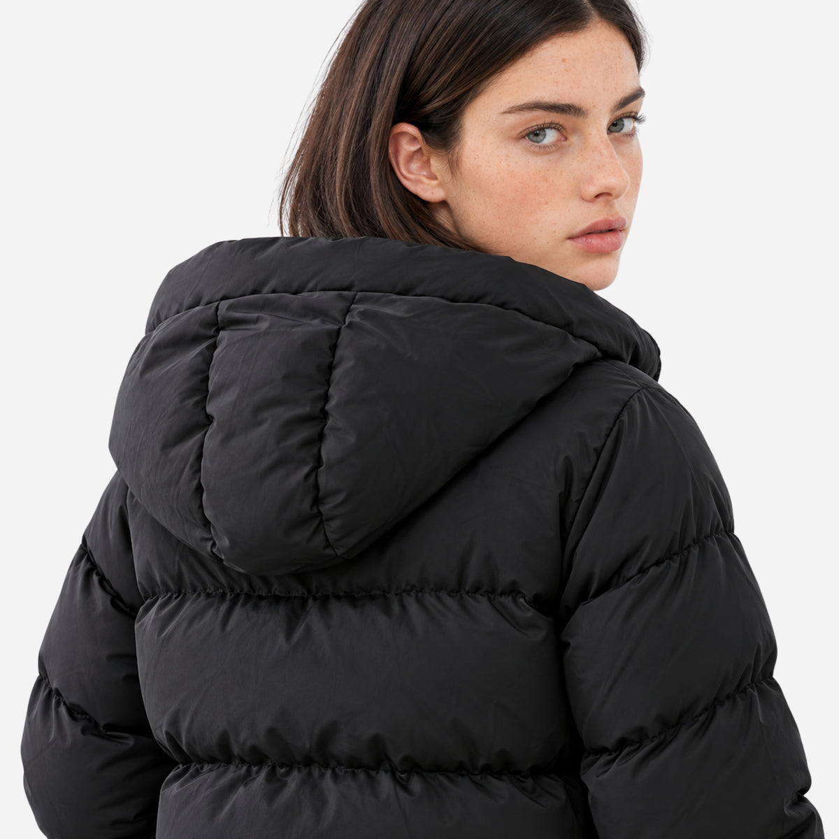 Women’s Drawcord-Hood Quilted Puffer Jacket-Fowsa