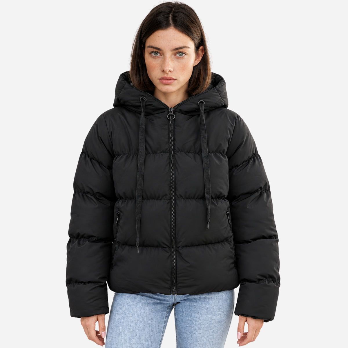 Women’s Drawcord-Hood Quilted Puffer Jacket-Fowsa