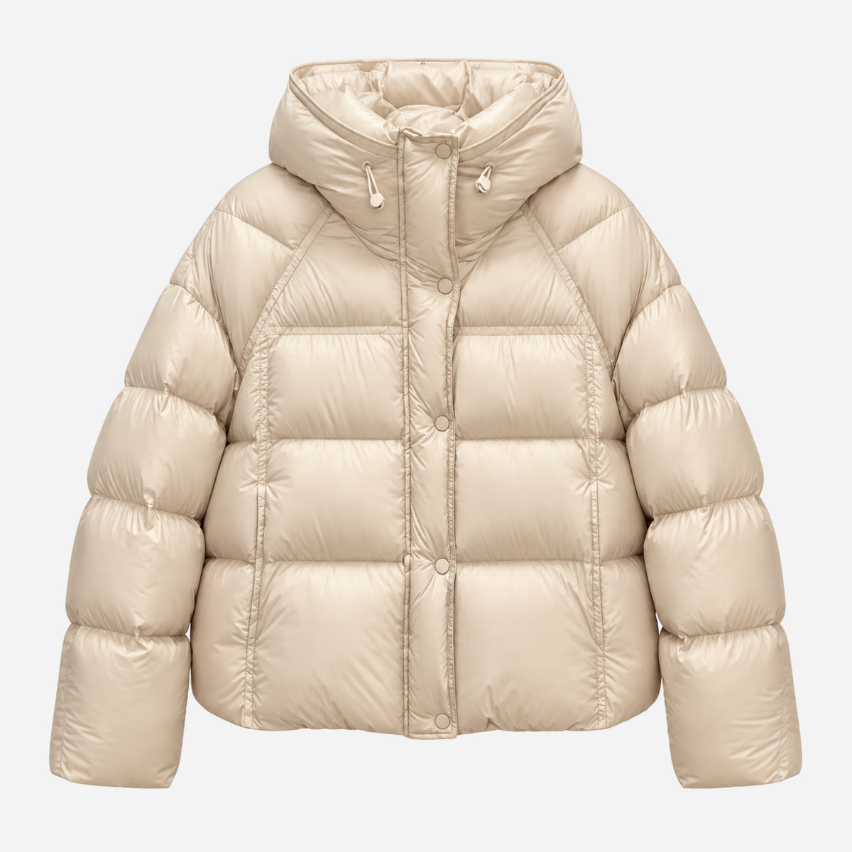 Women’s Drawcord-Hood Storm-Flap Puffer Jacket-Fowsa