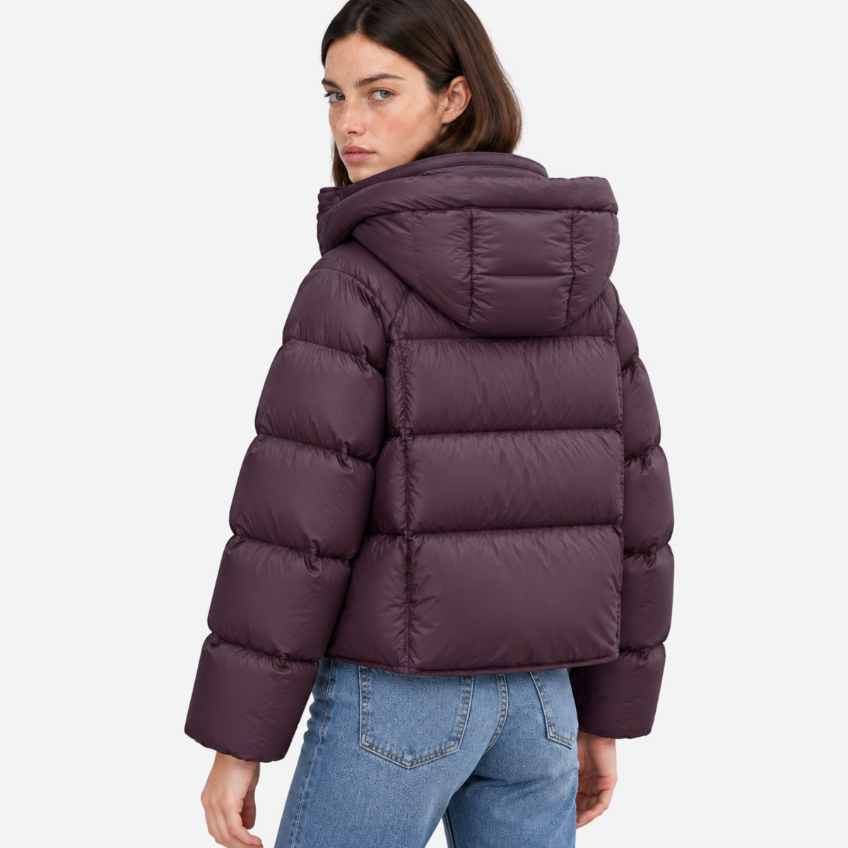 Women’s Drawcord-Hood Storm-Flap Puffer Jacket-Fowsa