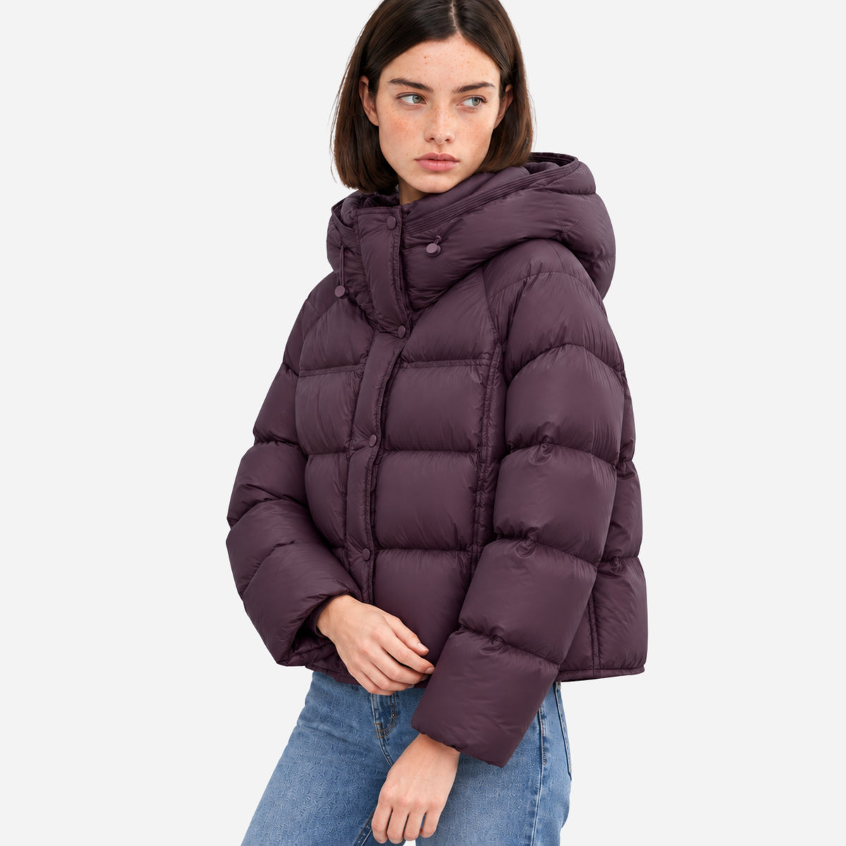 Women’s Drawcord-Hood Storm-Flap Puffer Jacket-Fowsa