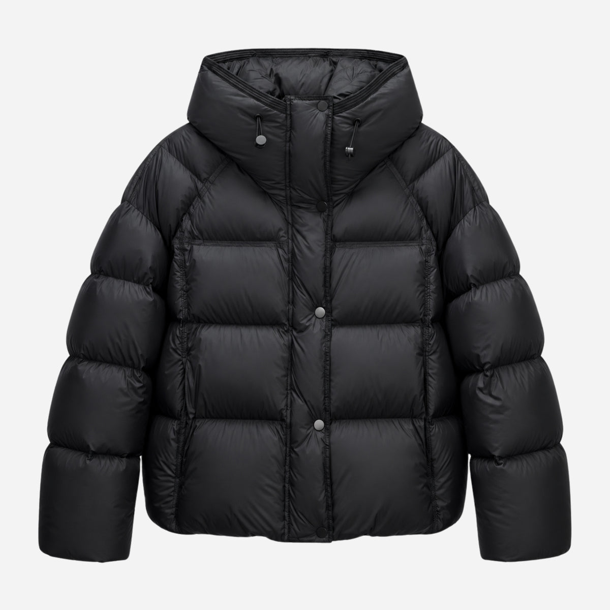 Women’s Drawcord-Hood Storm-Flap Puffer Jacket-Fowsa