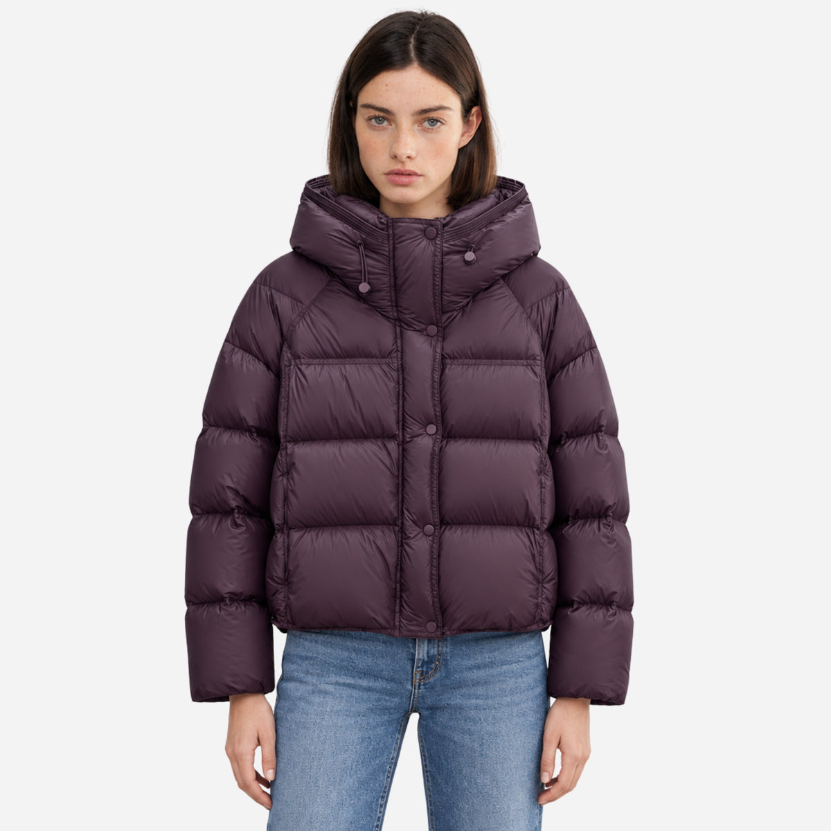 Women’s Drawcord-Hood Storm-Flap Puffer Jacket-Fowsa