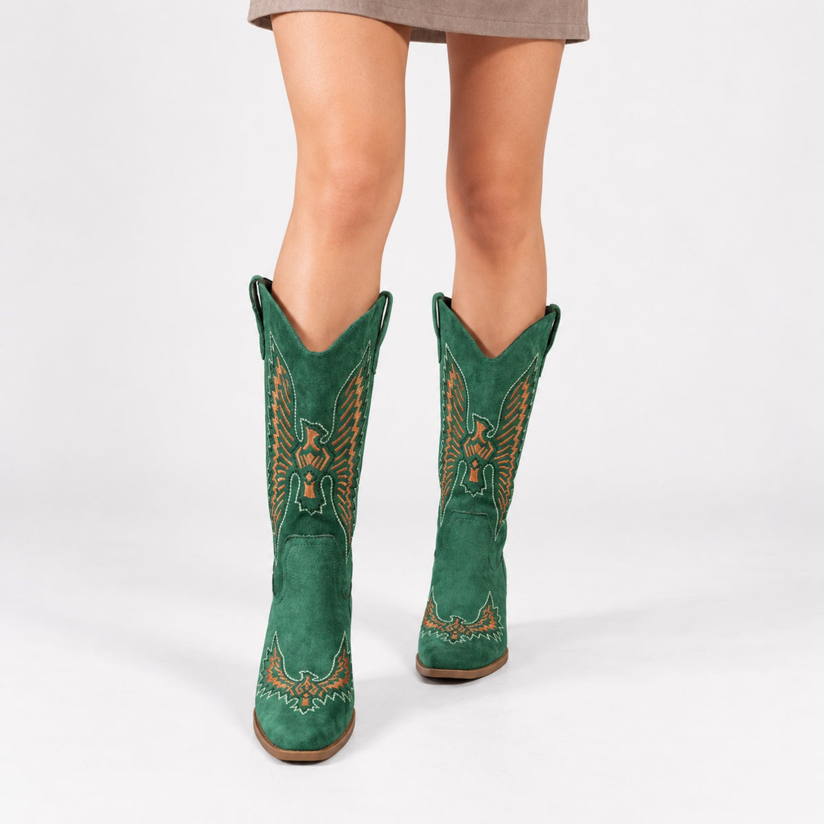 Women's Eagle Embroidered Western Cowboy Boots-Fowsa
