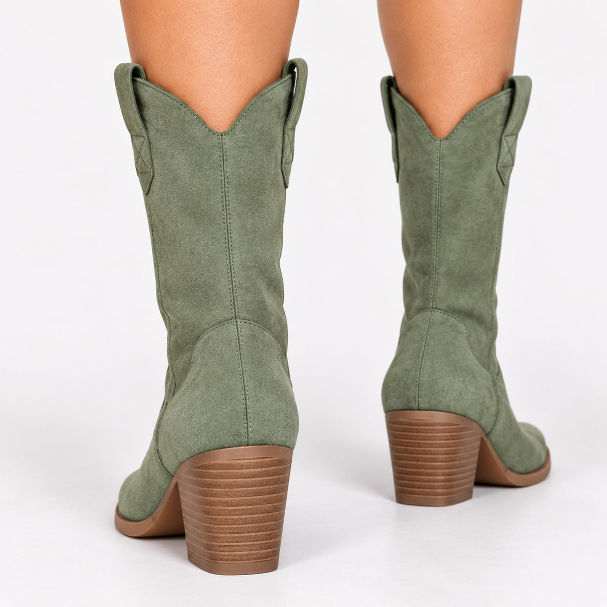 Women's Embroidered Western Mid-Calf Boots-Fowsa