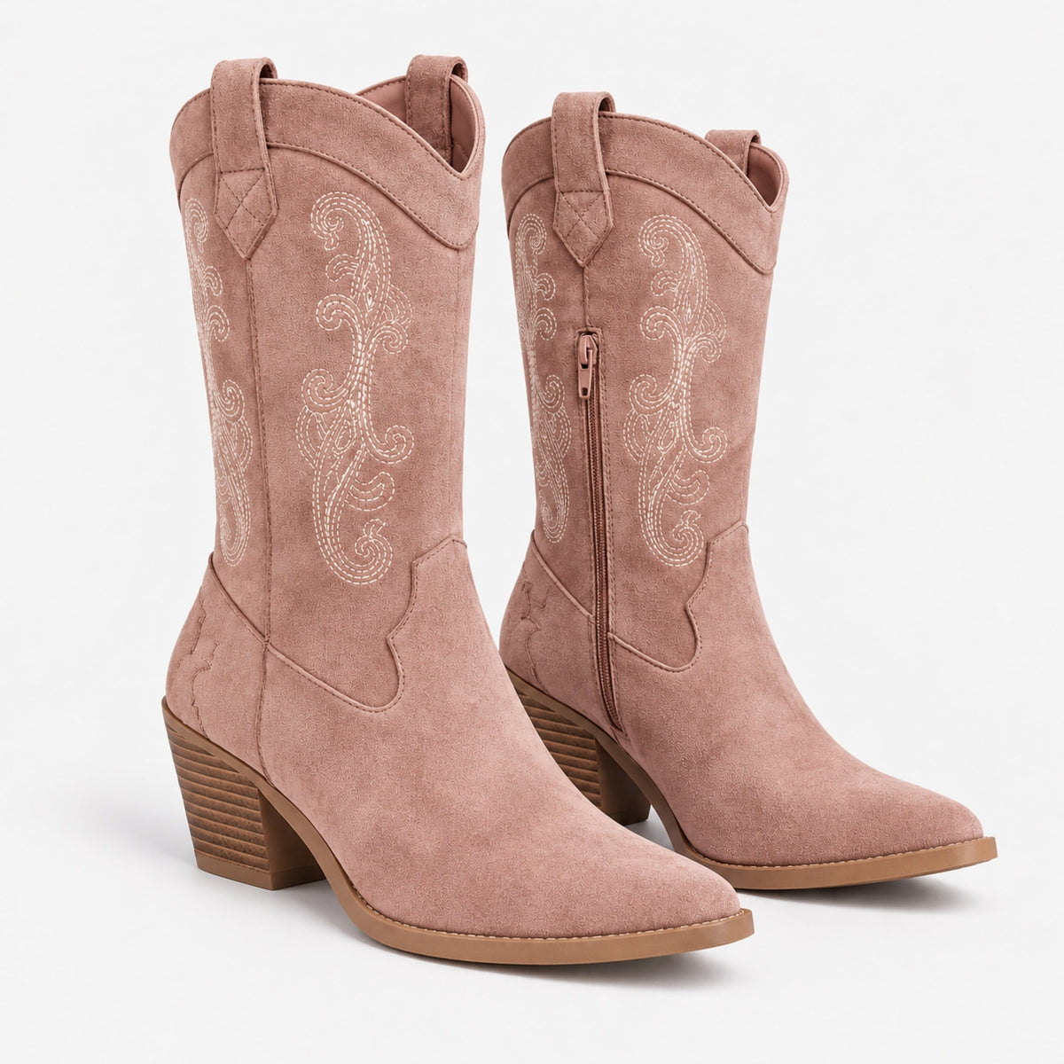 Women's Embroidered Western Mid-Calf Boots-Fowsa