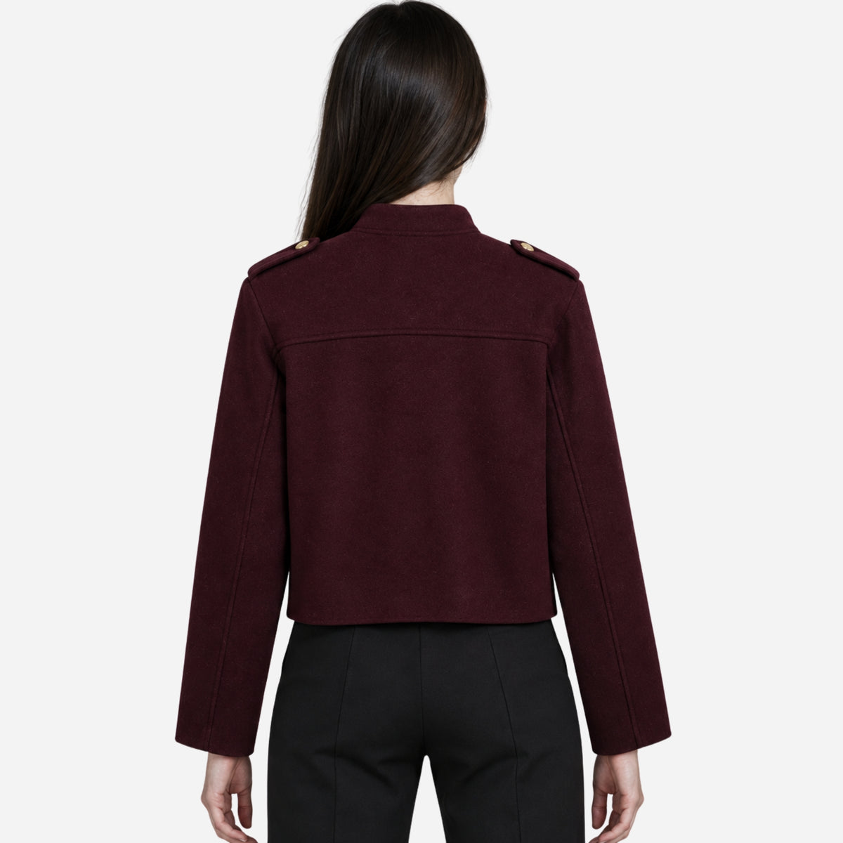 Women’s Epaulette Button-Front Cropped Jacket-Fowsa