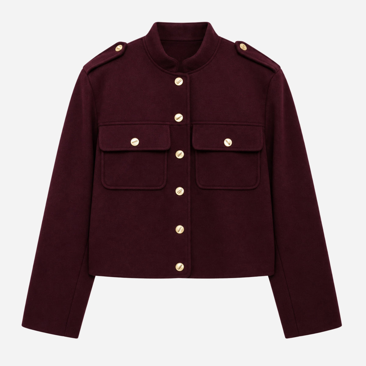 Women’s Epaulette Button-Front Cropped Jacket-Fowsa
