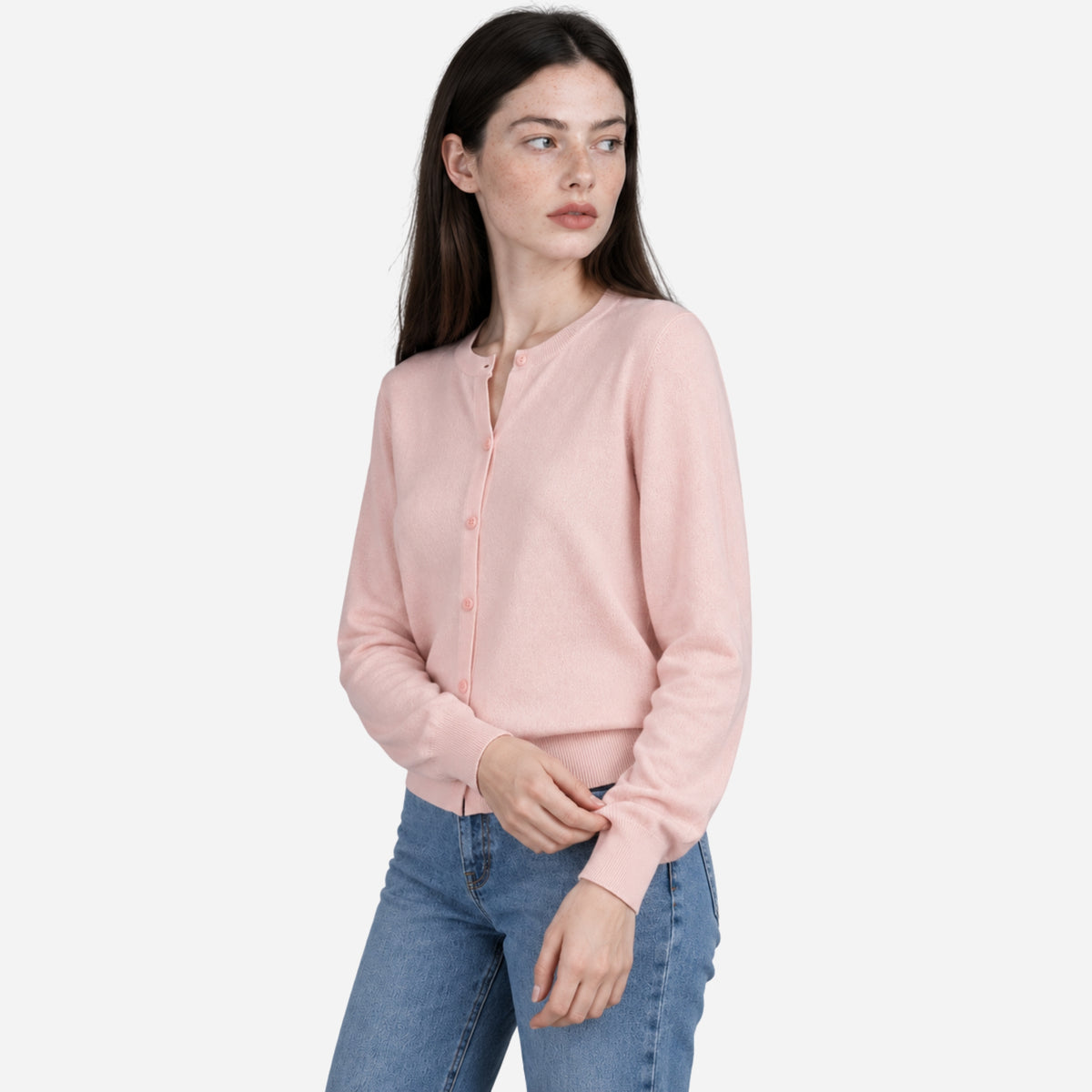 Women’s Fine-Knit Button-Front Cardigan Jumper-Fowsa