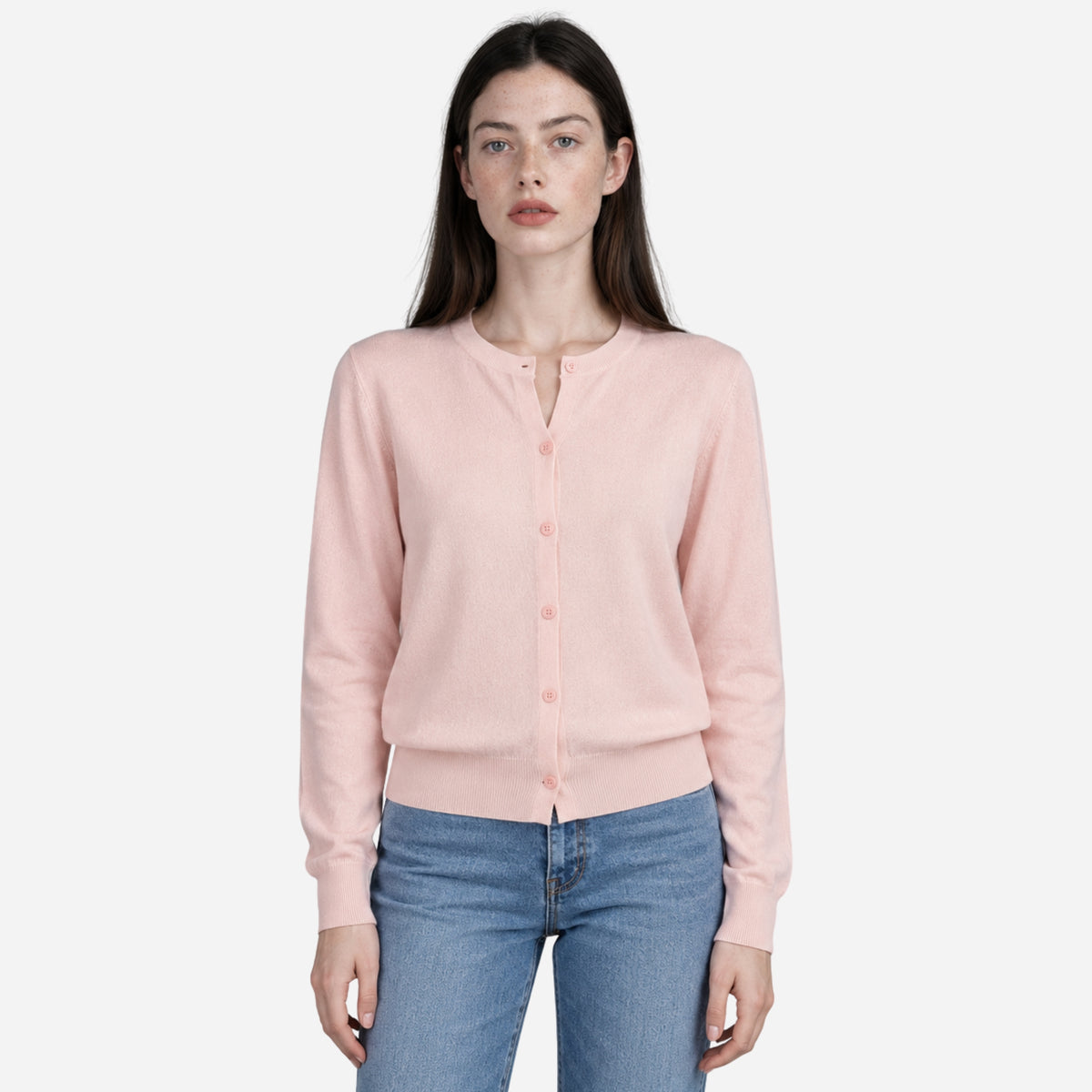 Women’s Fine-Knit Button-Front Cardigan Jumper-Fowsa