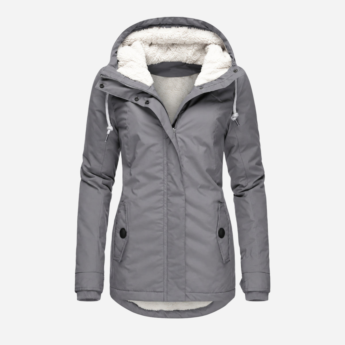 Women’s Fleece-Lined Drawcord-Hood Utility Jacket-Fowsa