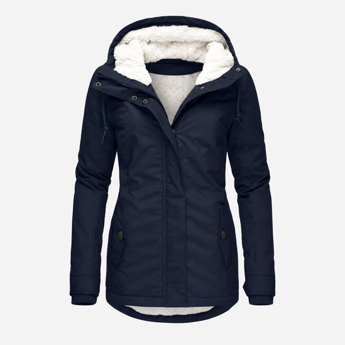 Women’s Fleece-Lined Drawcord-Hood Utility Jacket-Fowsa