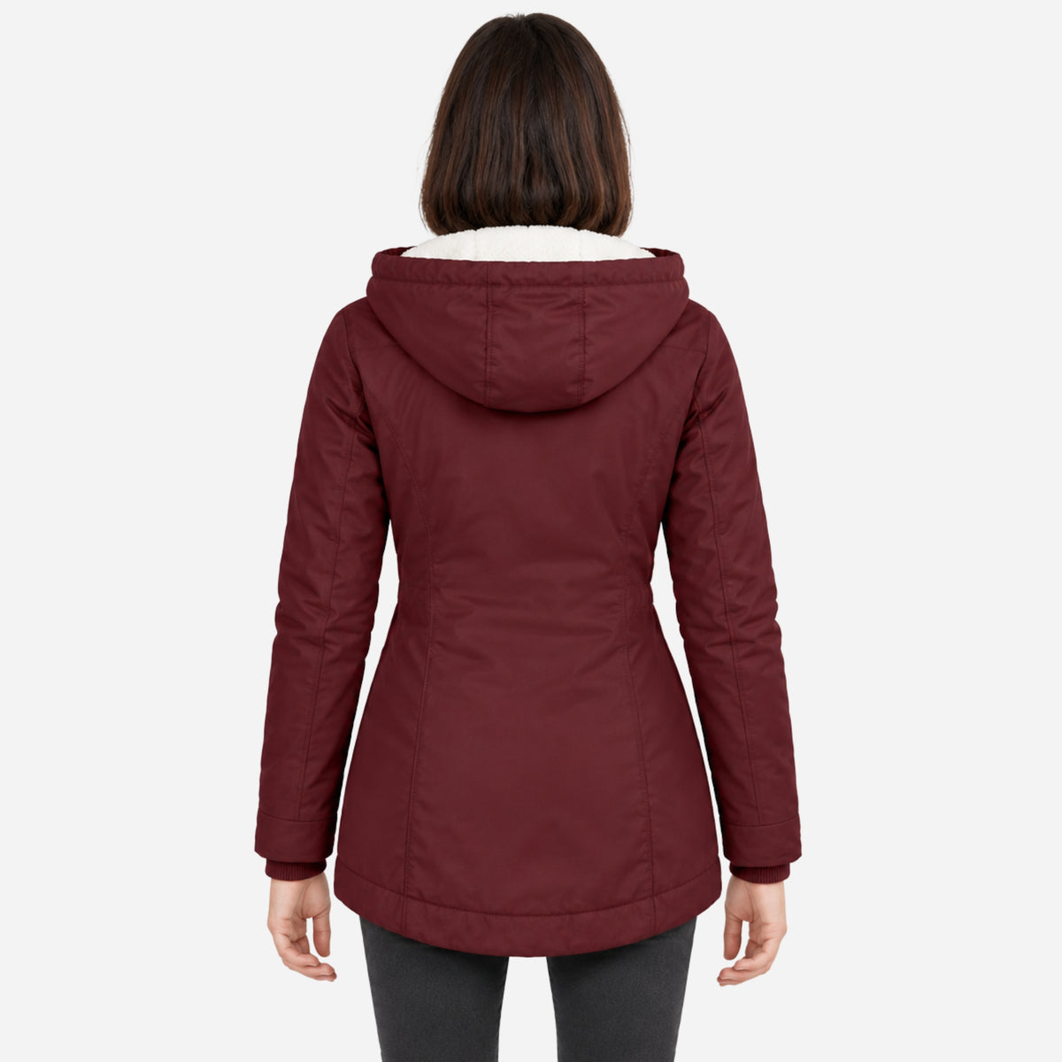Women’s Fleece-Lined Drawcord-Hood Utility Jacket-Fowsa