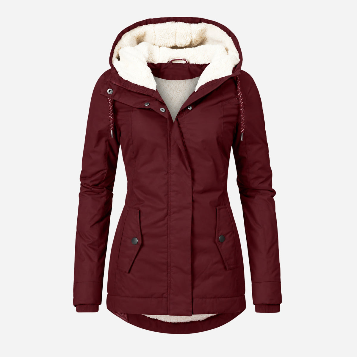 Women’s Fleece-Lined Drawcord-Hood Utility Jacket-Fowsa