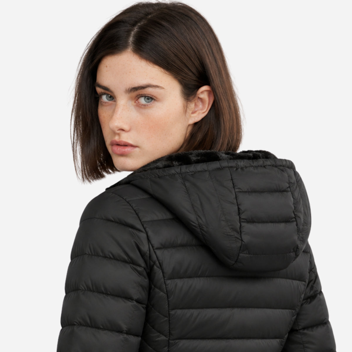 Women’s Full Zip Hooded Puffer Jacket-Fowsa