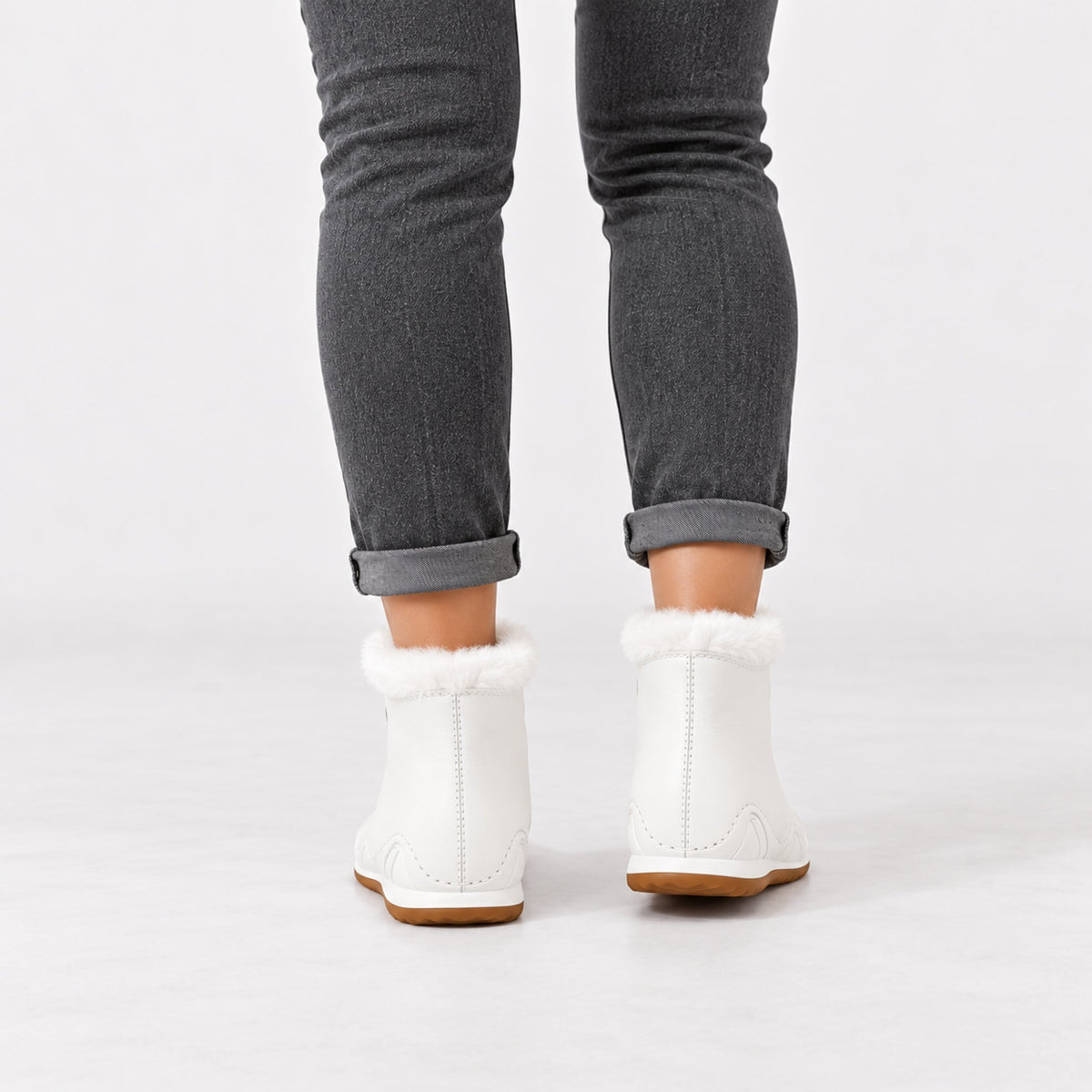 Women's Fur-Lined Lace-Up Ankle Winter Boots-Fowsa