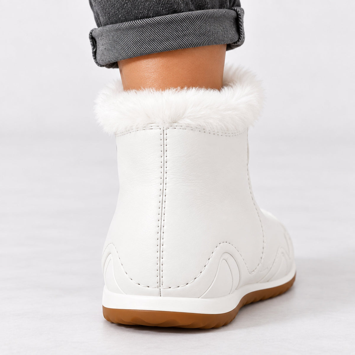 Women's Fur-Lined Lace-Up Ankle Winter Boots-Fowsa