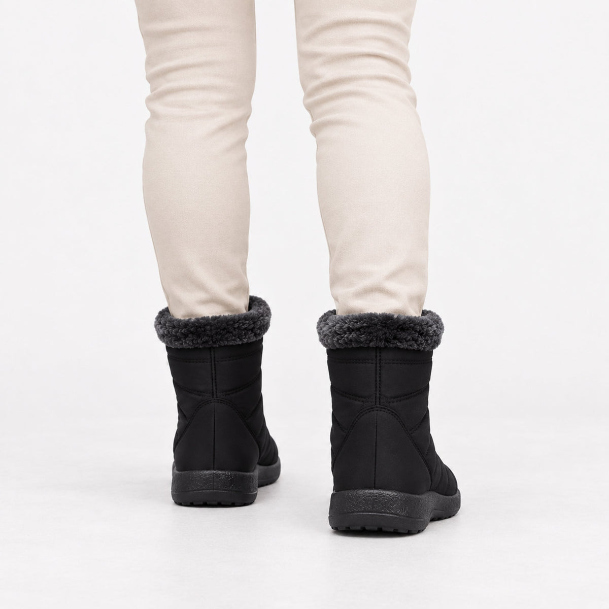 Women's Fur-Lined Side-Zip Winter Boots-Fowsa