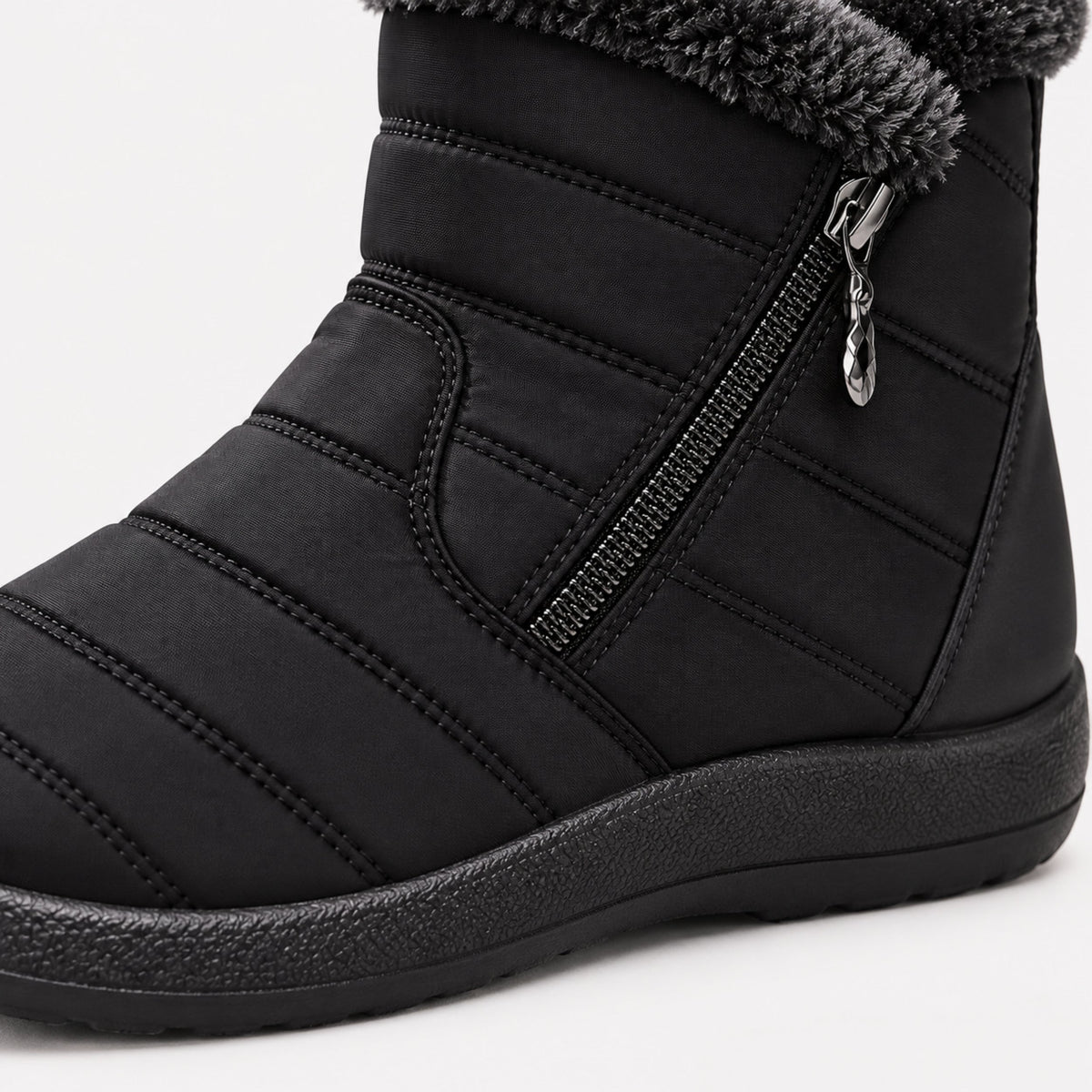 Women's Fur-Lined Side-Zip Winter Boots-Fowsa