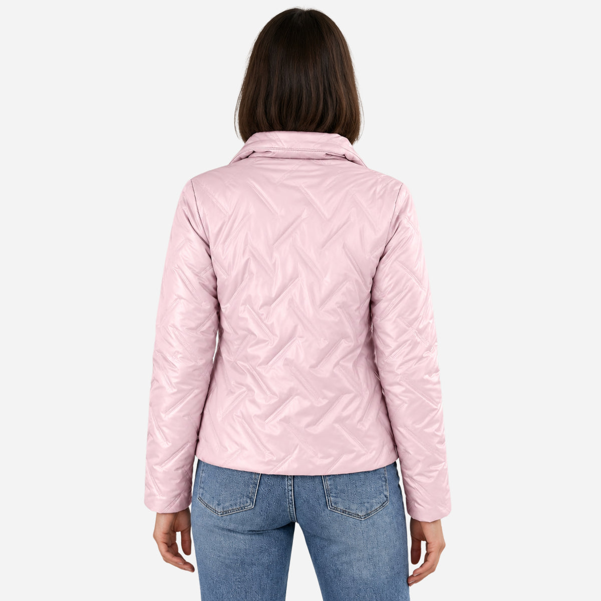 Women’s Geometric-Quilted High-Neck Padded Jacket-Fowsa