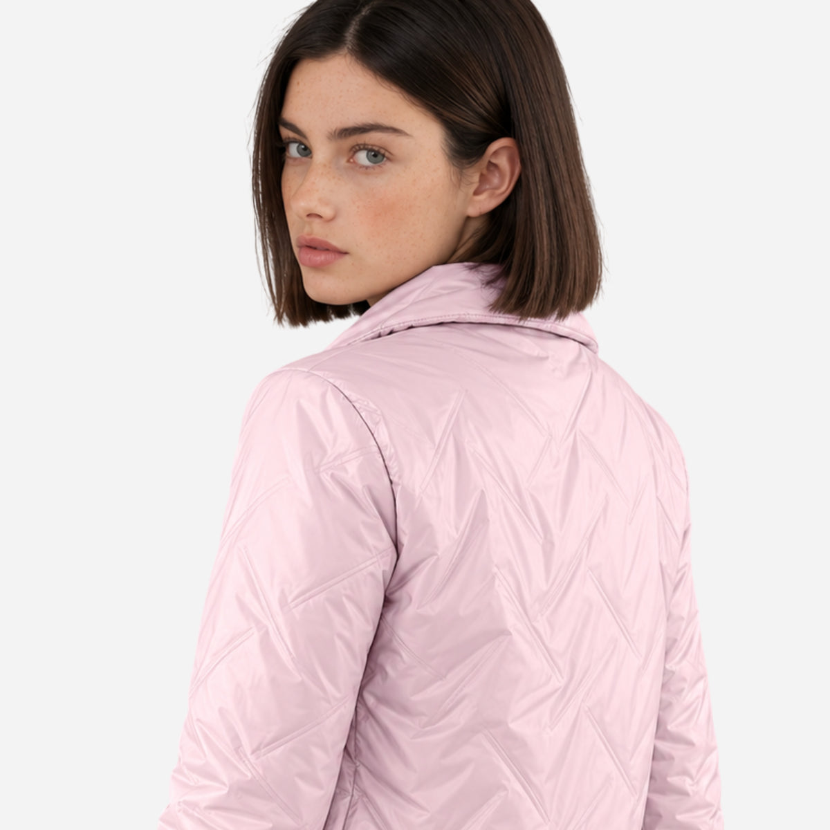 Women’s Geometric-Quilted High-Neck Padded Jacket-Fowsa