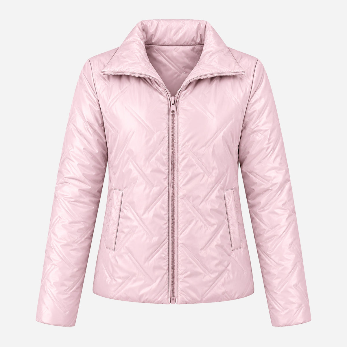 Women’s Geometric-Quilted High-Neck Padded Jacket-Fowsa