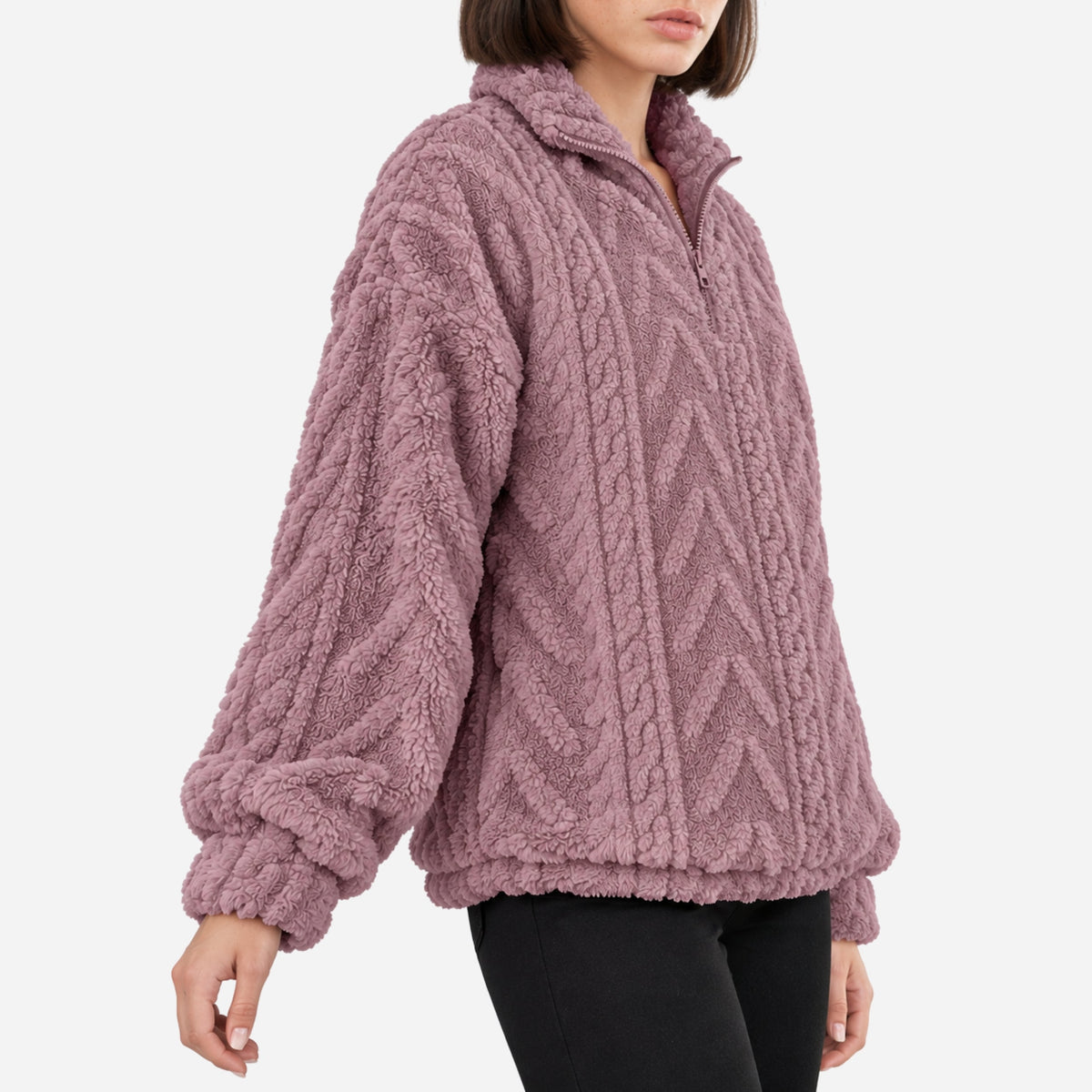 Women’s Half-Zip Warm Fleece Jumper-Fowsa