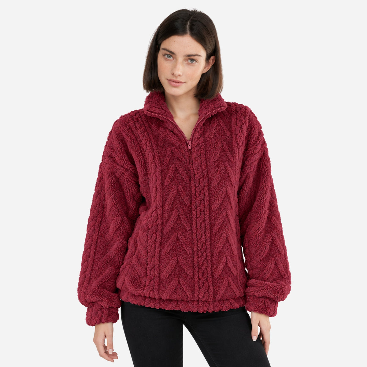 Women’s Half-Zip Warm Fleece Jumper-Fowsa