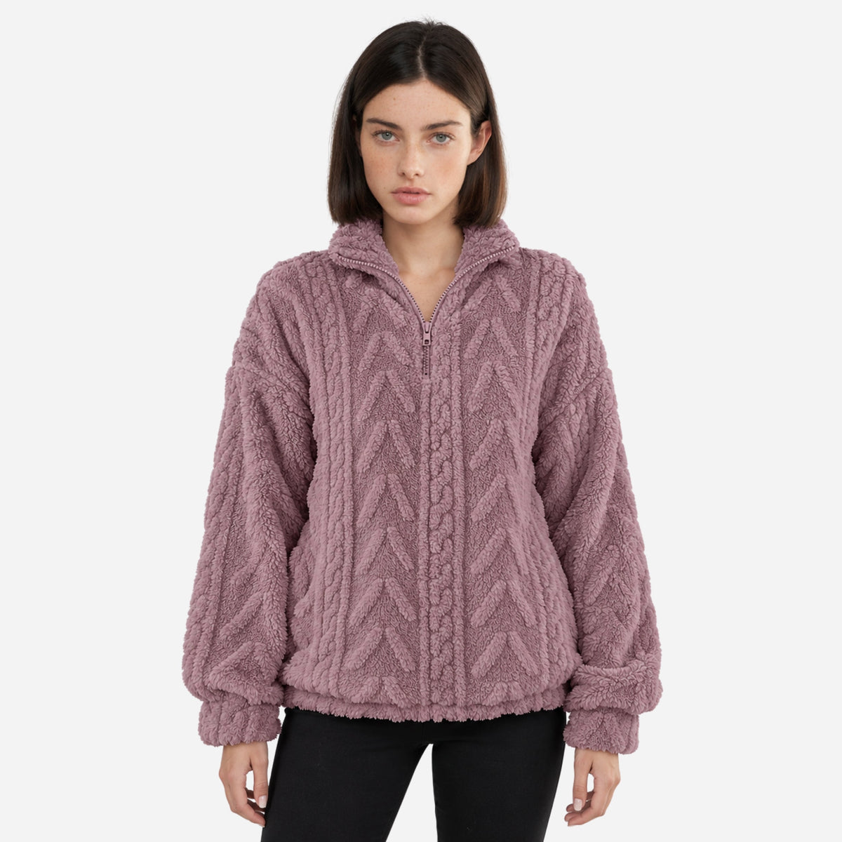 Women’s Half-Zip Warm Fleece Jumper-Fowsa