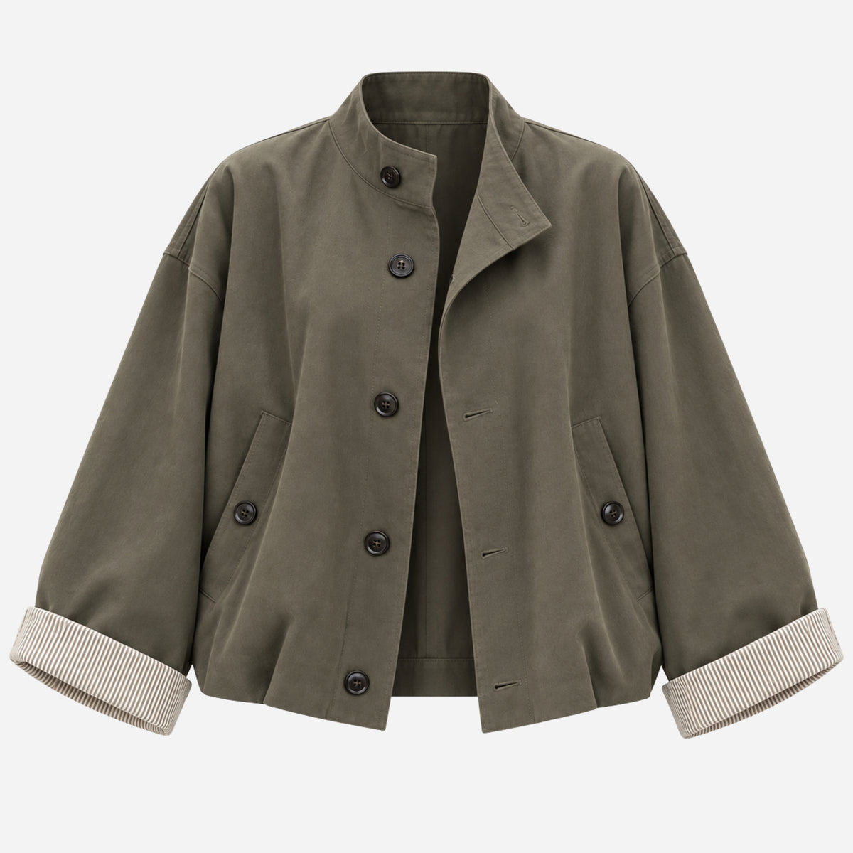 Women's High-Collar Button Jacket-Fowsa