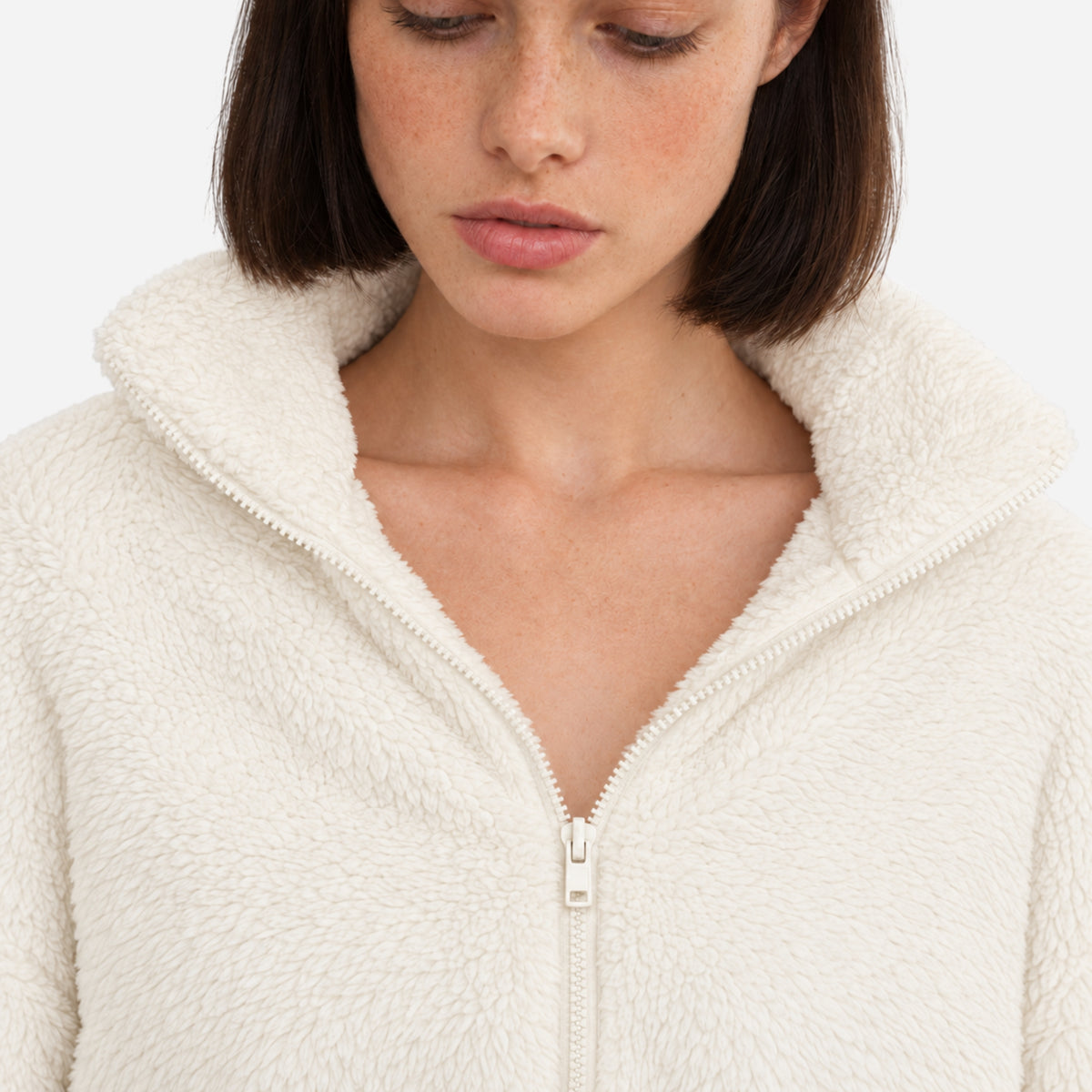 Women’s High-Neck Drawcord-Hem Plush Jacket-Fowsa