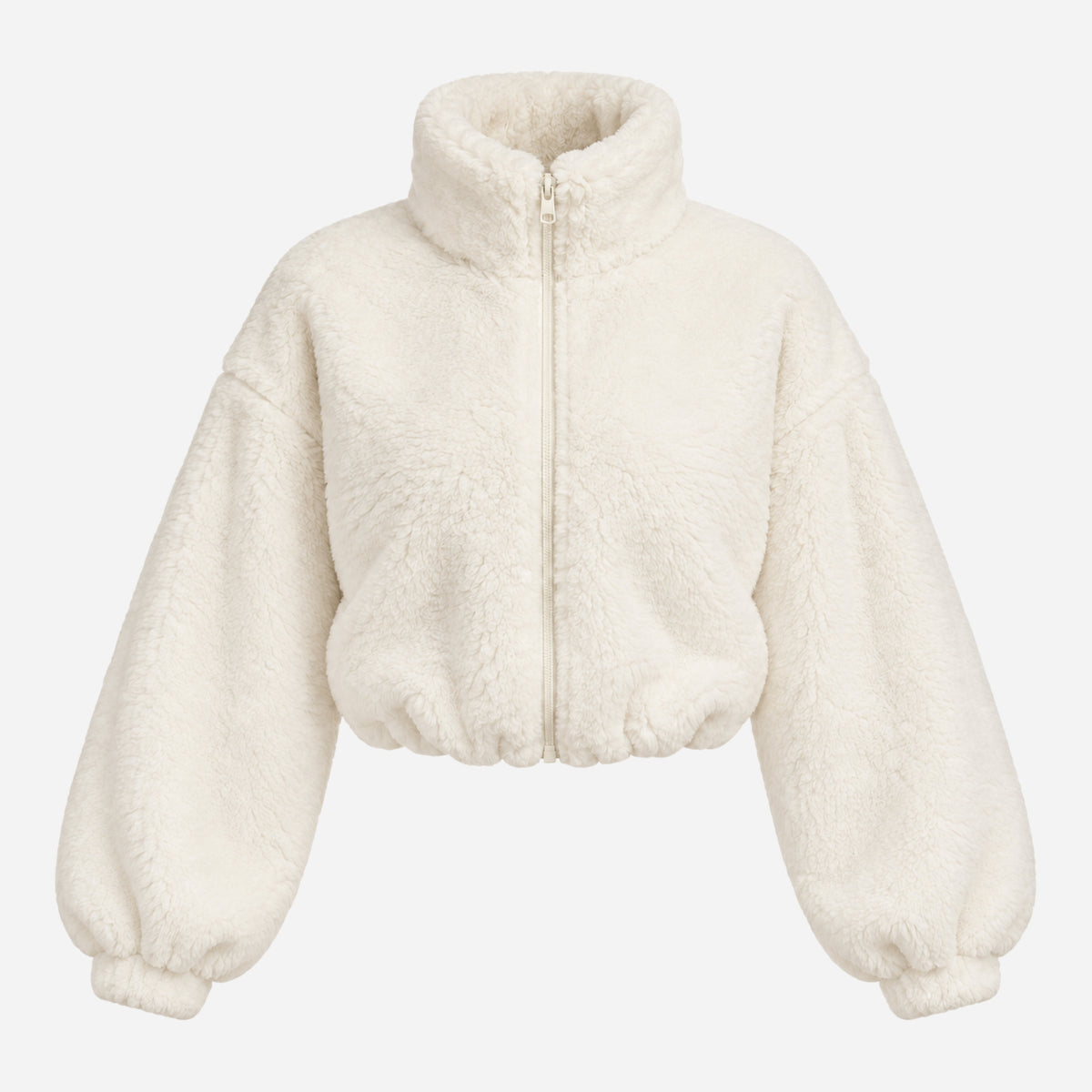 Women’s High-Neck Drawcord-Hem Plush Jacket-Fowsa