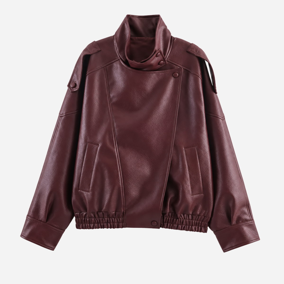 Women’s High-Neck Epaulette Panelled Bomber Jacket-Fowsa