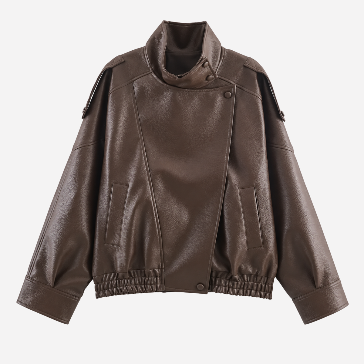 Women’s High-Neck Epaulette Panelled Bomber Jacket-Fowsa