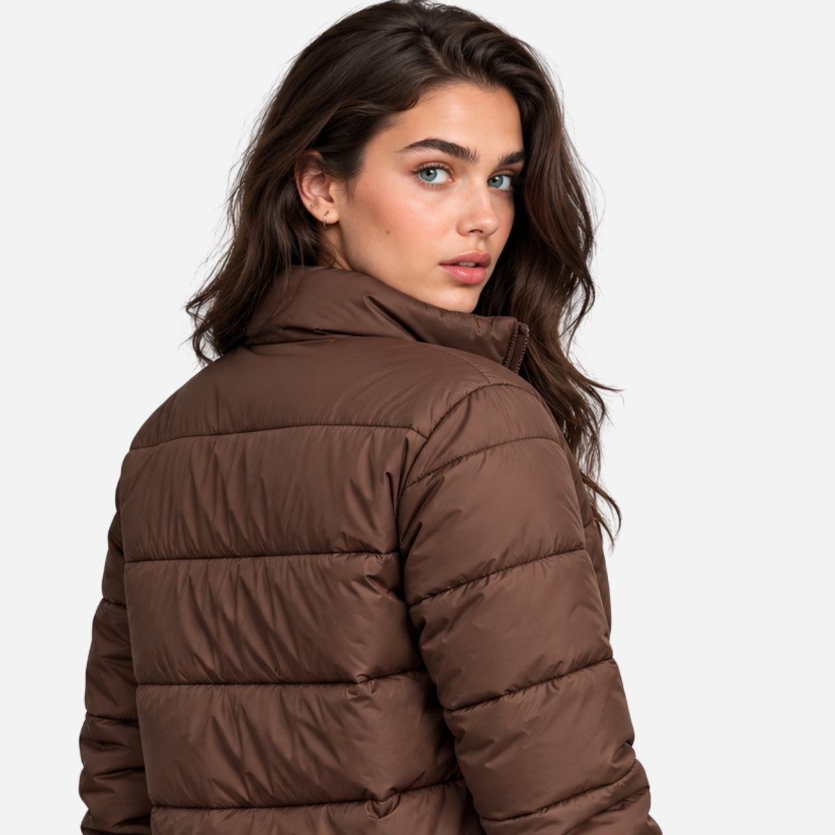 Women’s High-Neck Panelled Puffer Jacket-Fowsa