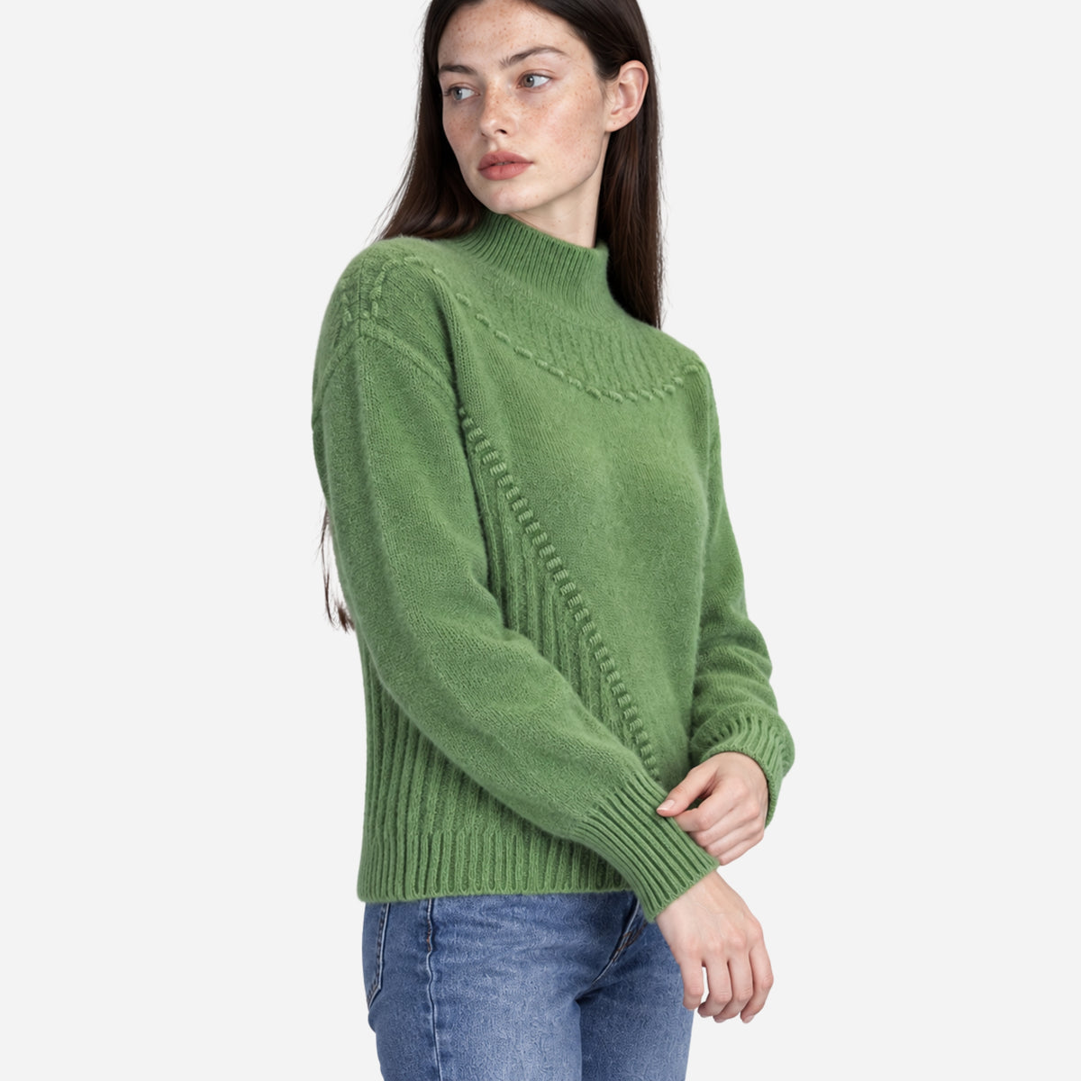 Women’s High-Neck Textured Knit Jumper-Fowsa
