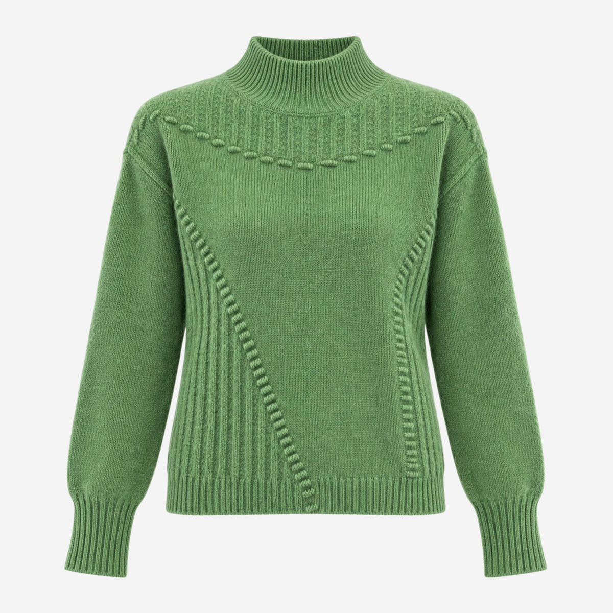 Women’s High-Neck Textured Knit Jumper-Fowsa