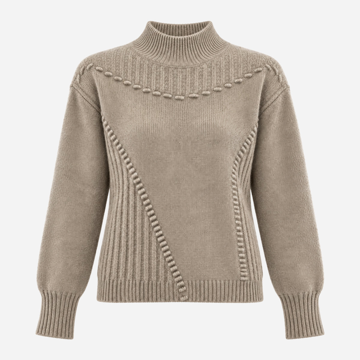 Women’s High-Neck Textured Knit Jumper-Fowsa