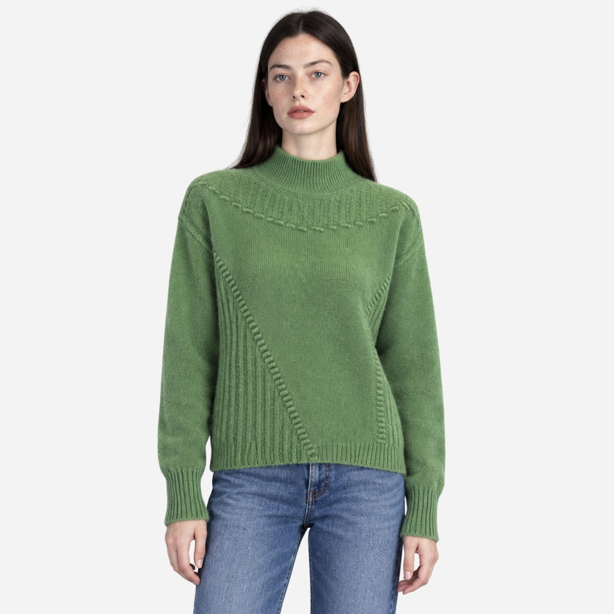 Women’s High-Neck Textured Knit Jumper-Fowsa