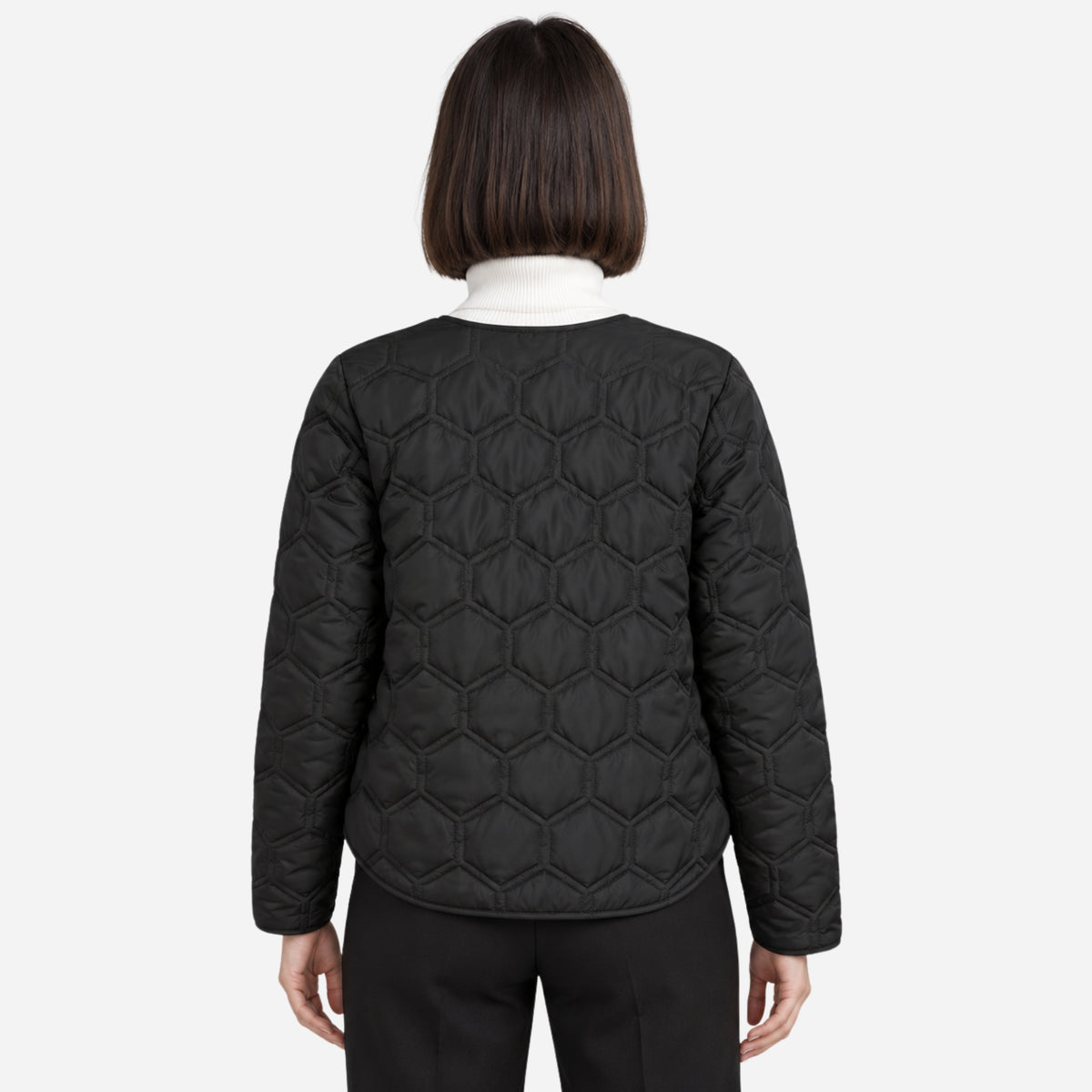 Women’s Honeycomb-Quilted Collarless Padded Jacket-Fowsa