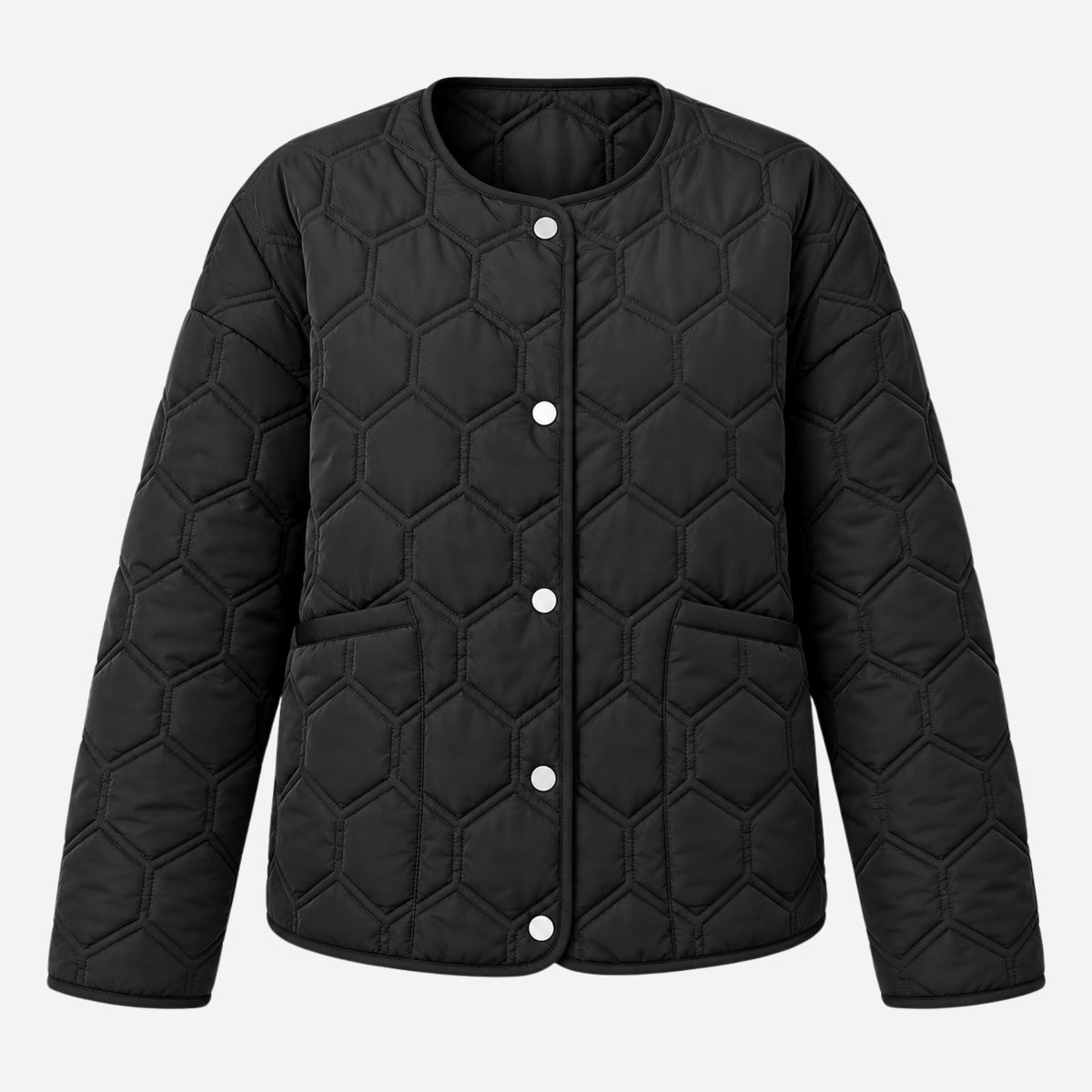 Women’s Honeycomb-Quilted Collarless Padded Jacket-Fowsa