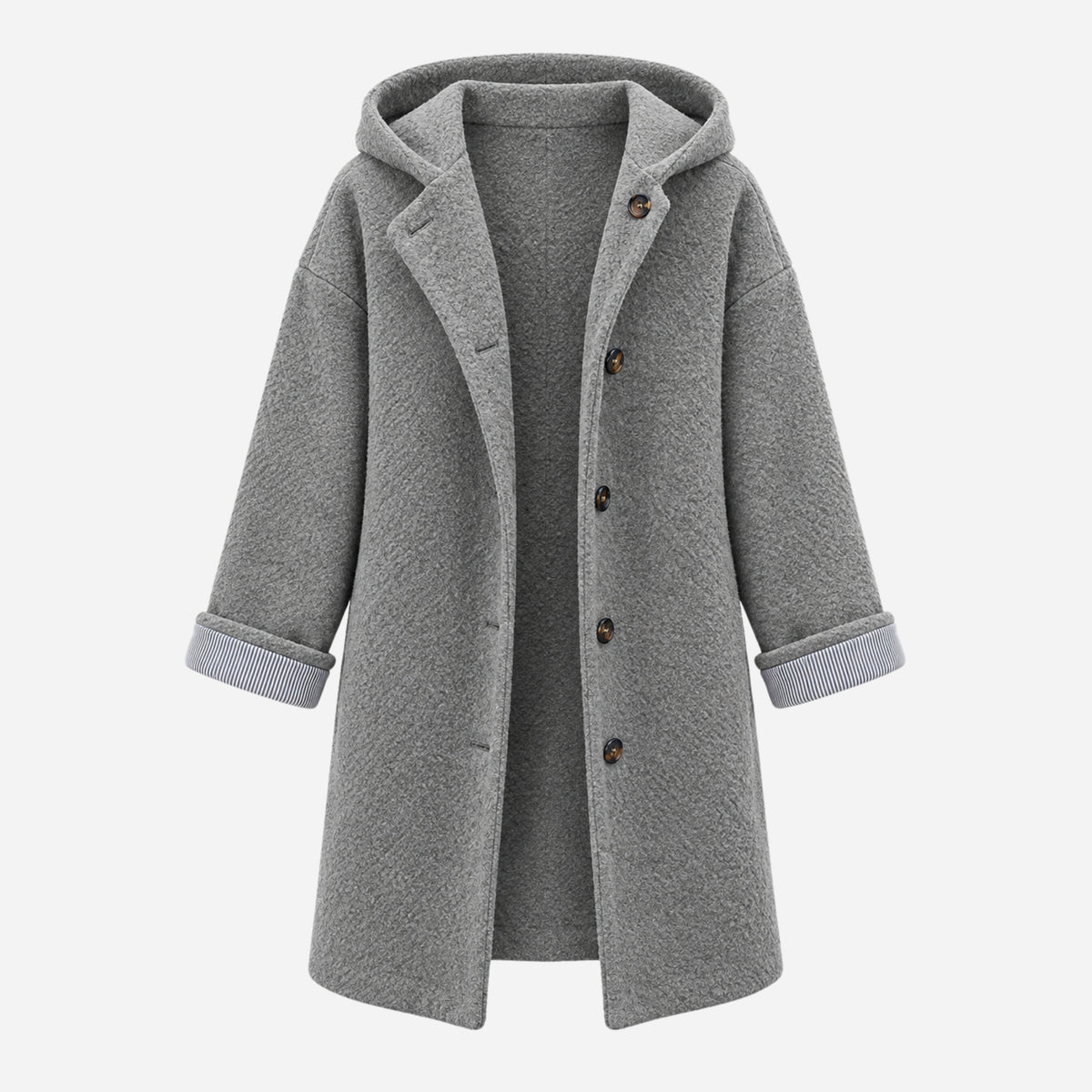 Women’s Hooded Button-Front Longline Coat-Fowsa