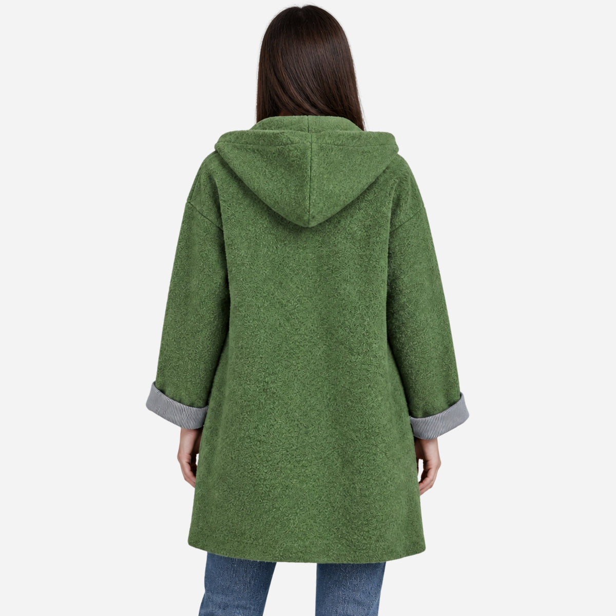 Women’s Hooded Button-Front Longline Coat-Fowsa