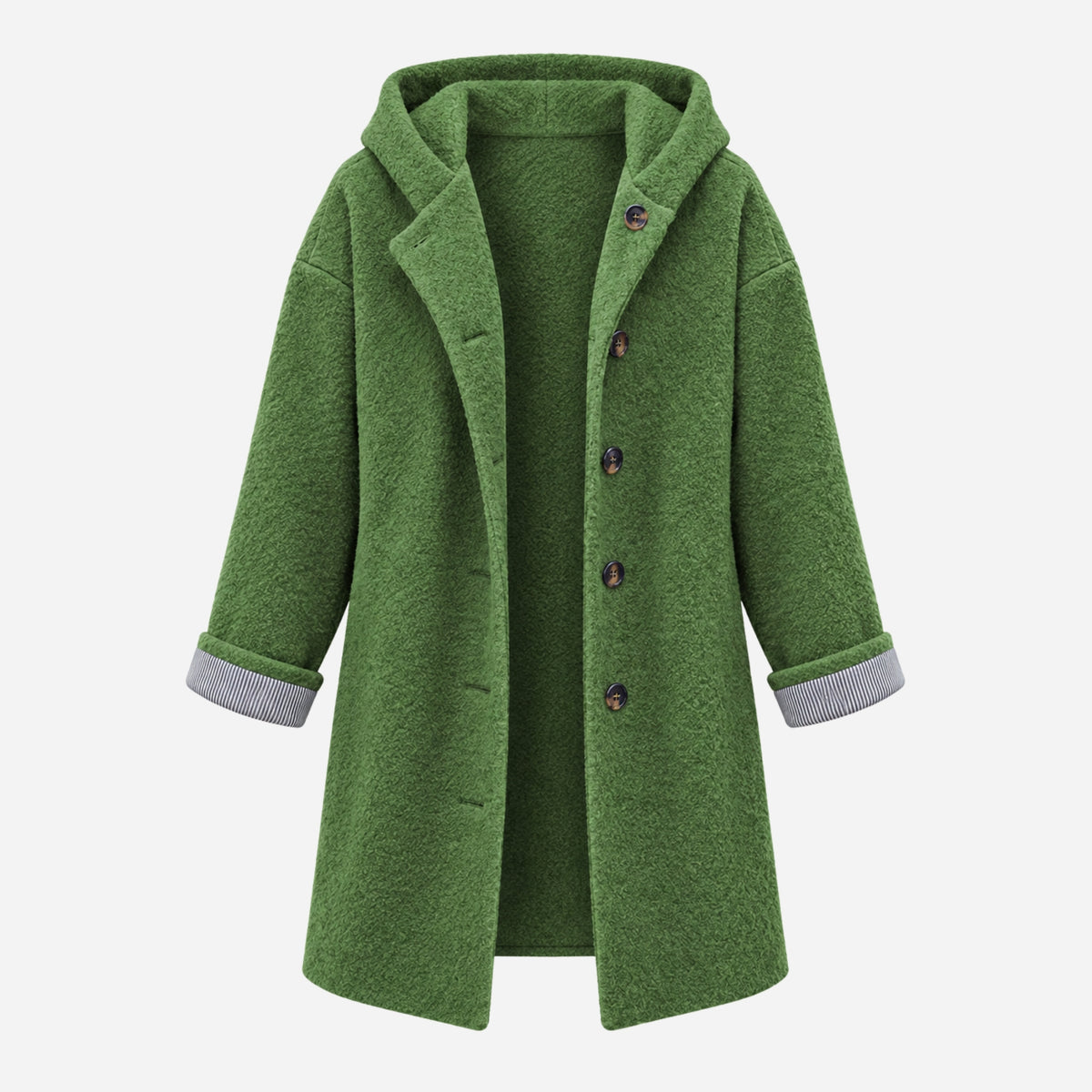 Women’s Hooded Button-Front Longline Coat-Fowsa