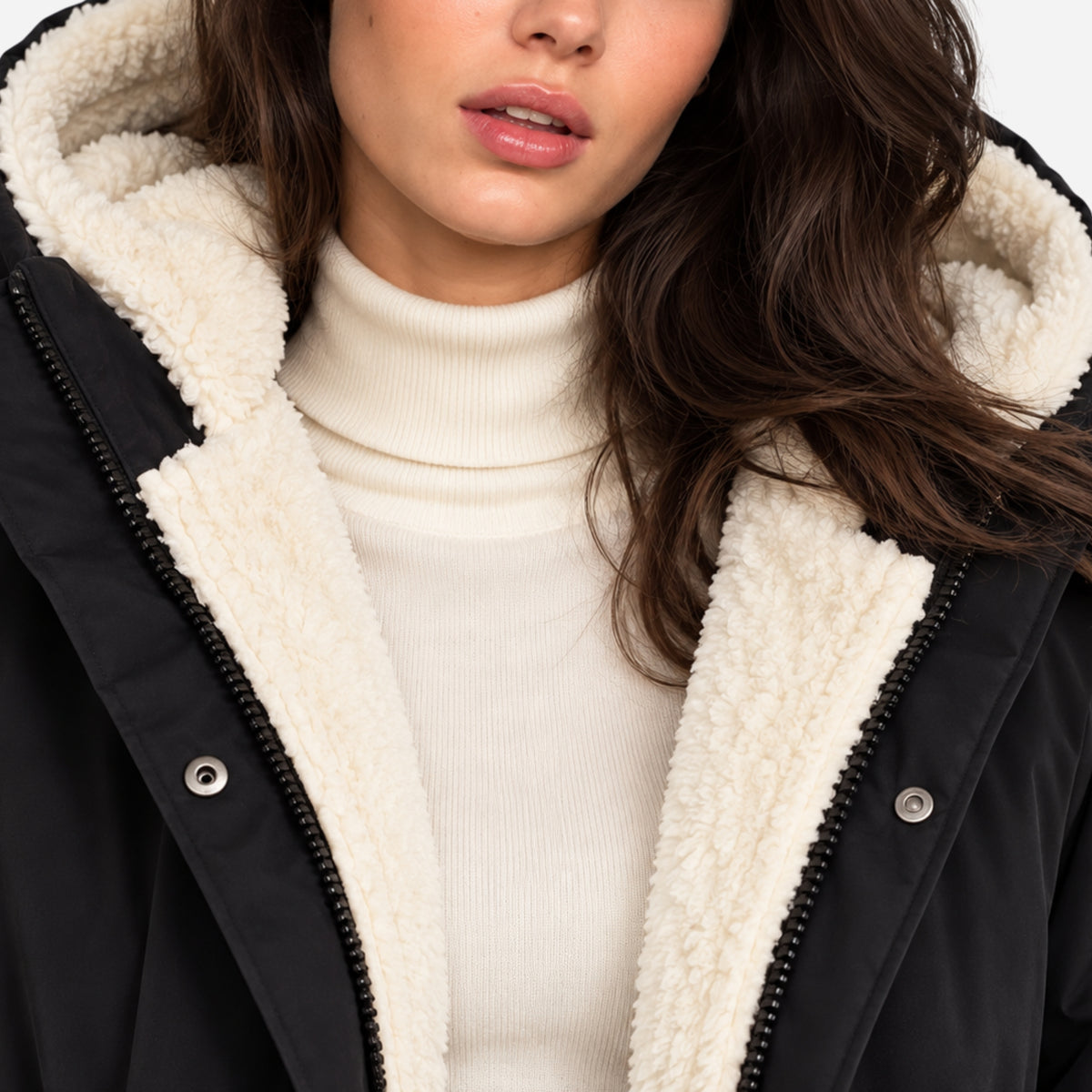 Women's Hooded Drawstring Fleece Jacket-Fowsa