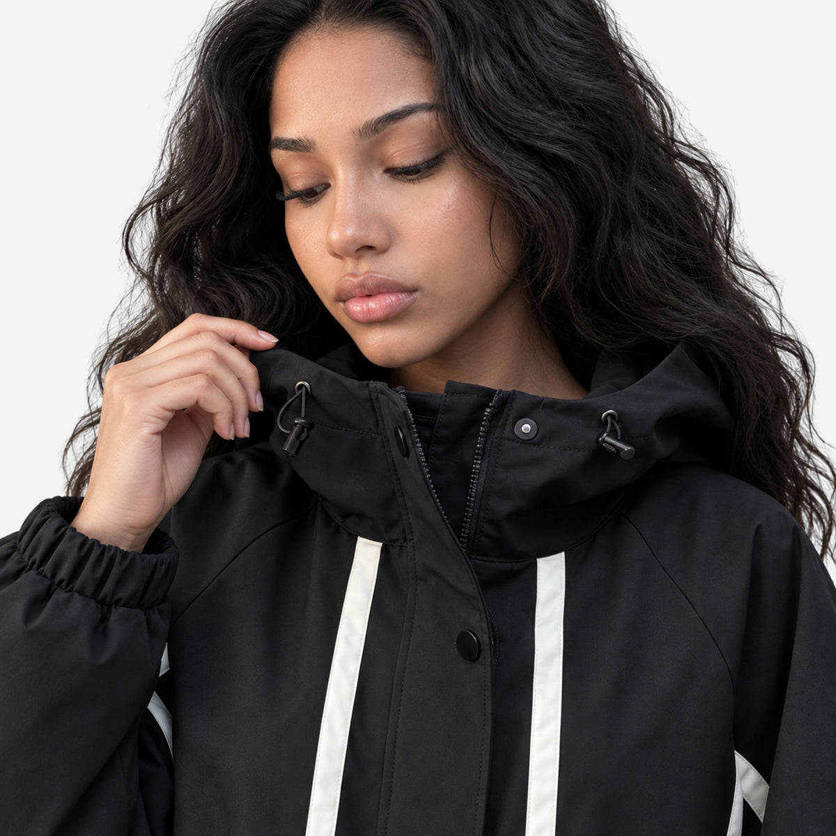 Women's Hooded Drawstring Utility Jacket-Fowsa