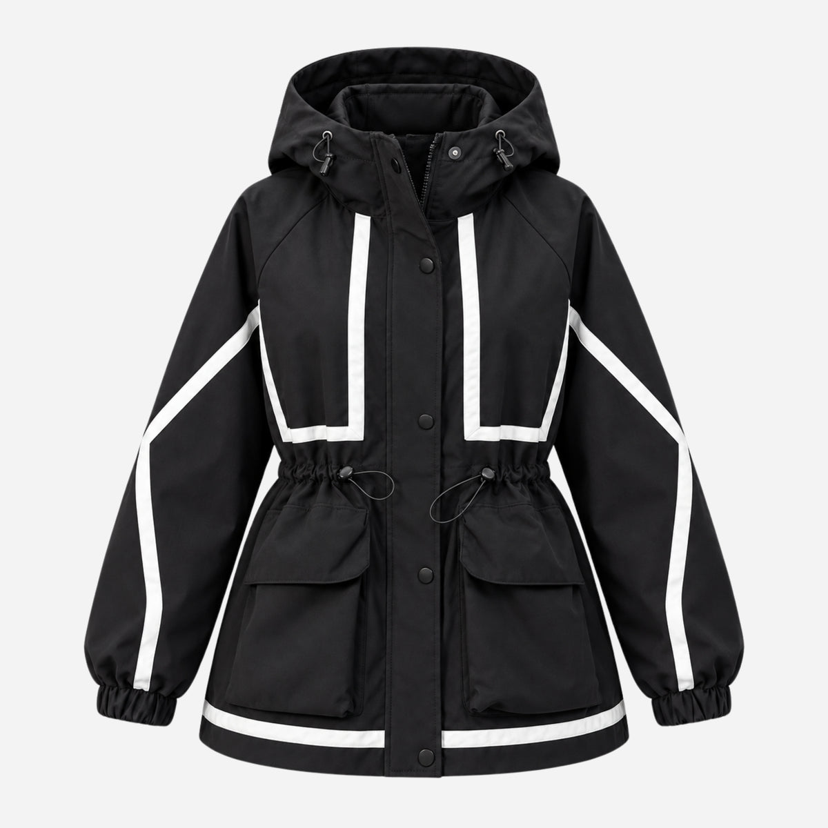 Women's Hooded Drawstring Utility Jacket-Fowsa