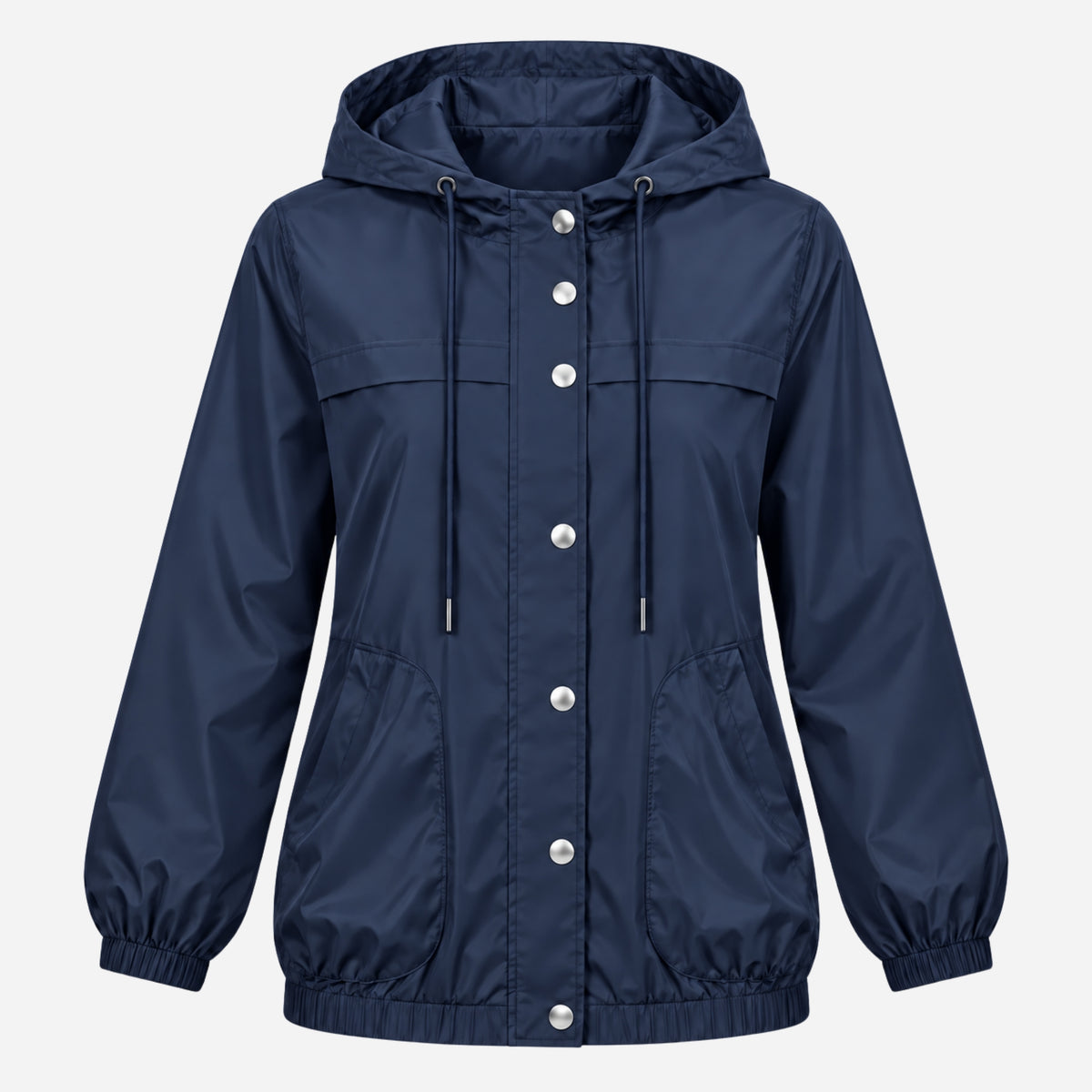 Women’s Hooded Drawstring Windbreaker Zip Jacket-Fowsa