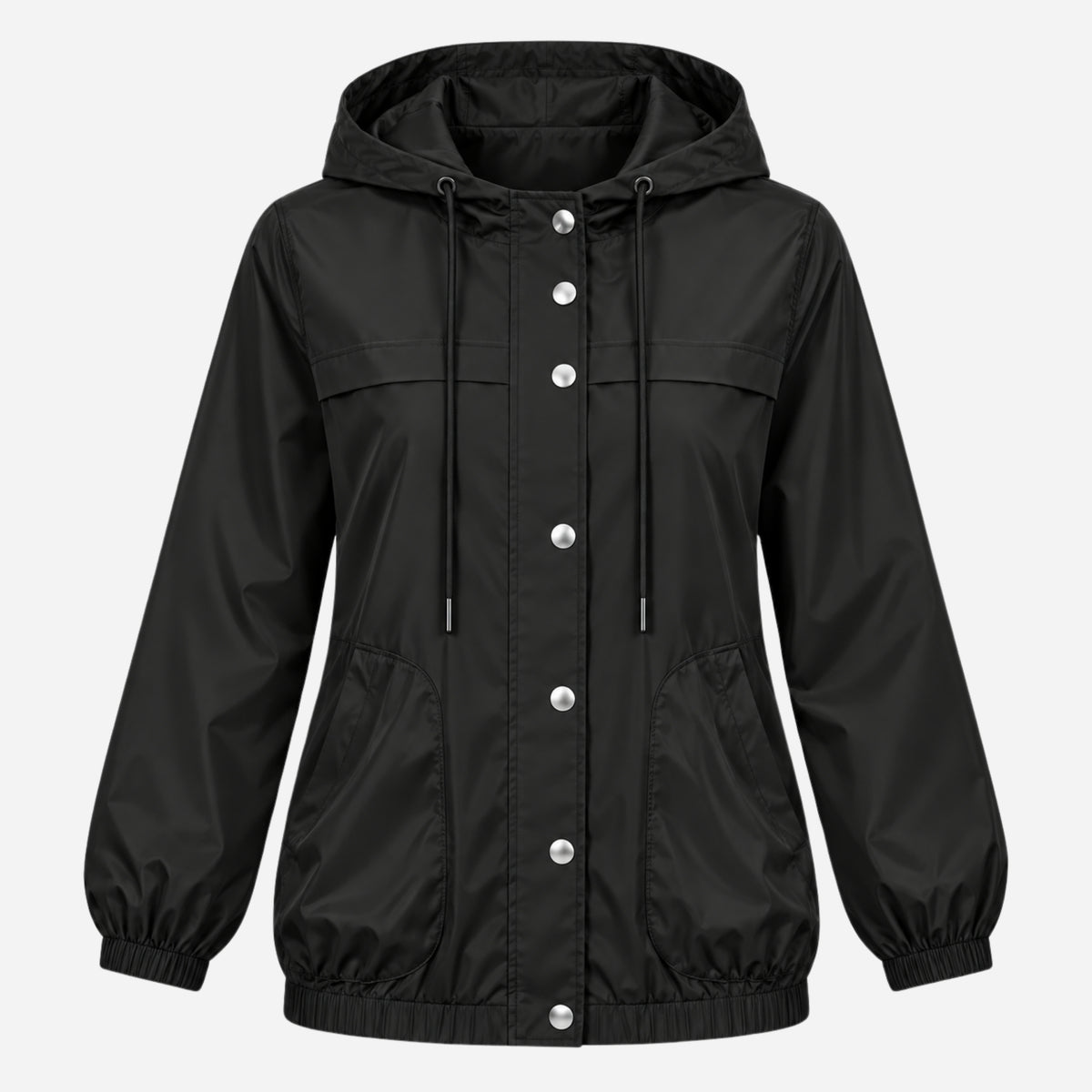 Women’s Hooded Drawstring Windbreaker Zip Jacket-Fowsa